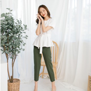 Workwearstore94 🌟 Green pants กางเกงทรงเดปขายาว 8 ส่วน สีเขียวยอดฮิตสุดๆ ใส่ชิวๆไปเที่ยว ทำงานสบาย