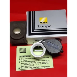 Nikon Loupe 10 X Japan เลนส์แก้วสามชั้น สีดำล้วน -สีดำขาวพร้อซองหนังแท้