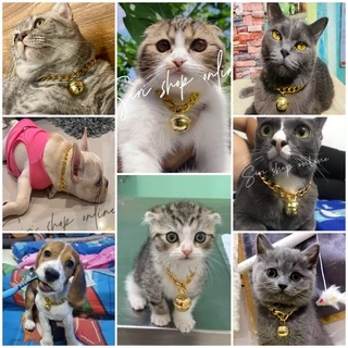 ปลอกคอแมว ปลอกคอสุนัข สร้อยคอหมา สร้อยคอแมว ซื้อ3แถม1 โซ่เลสทองอลุมิเนียม ปรับขนาดได้ ฟรีโซ่ปรับขนาดทุกเส้น