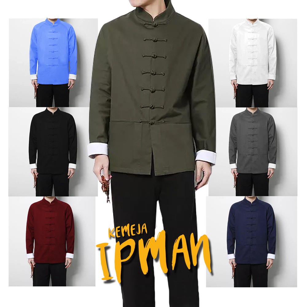 KEMEJA KATUN HipNop HEM IPMAN เสื้อตรุษจีนสําหรับผู้ชาย CASUAL STRETCH COTTON MATERIAL, MAROON, สีขา