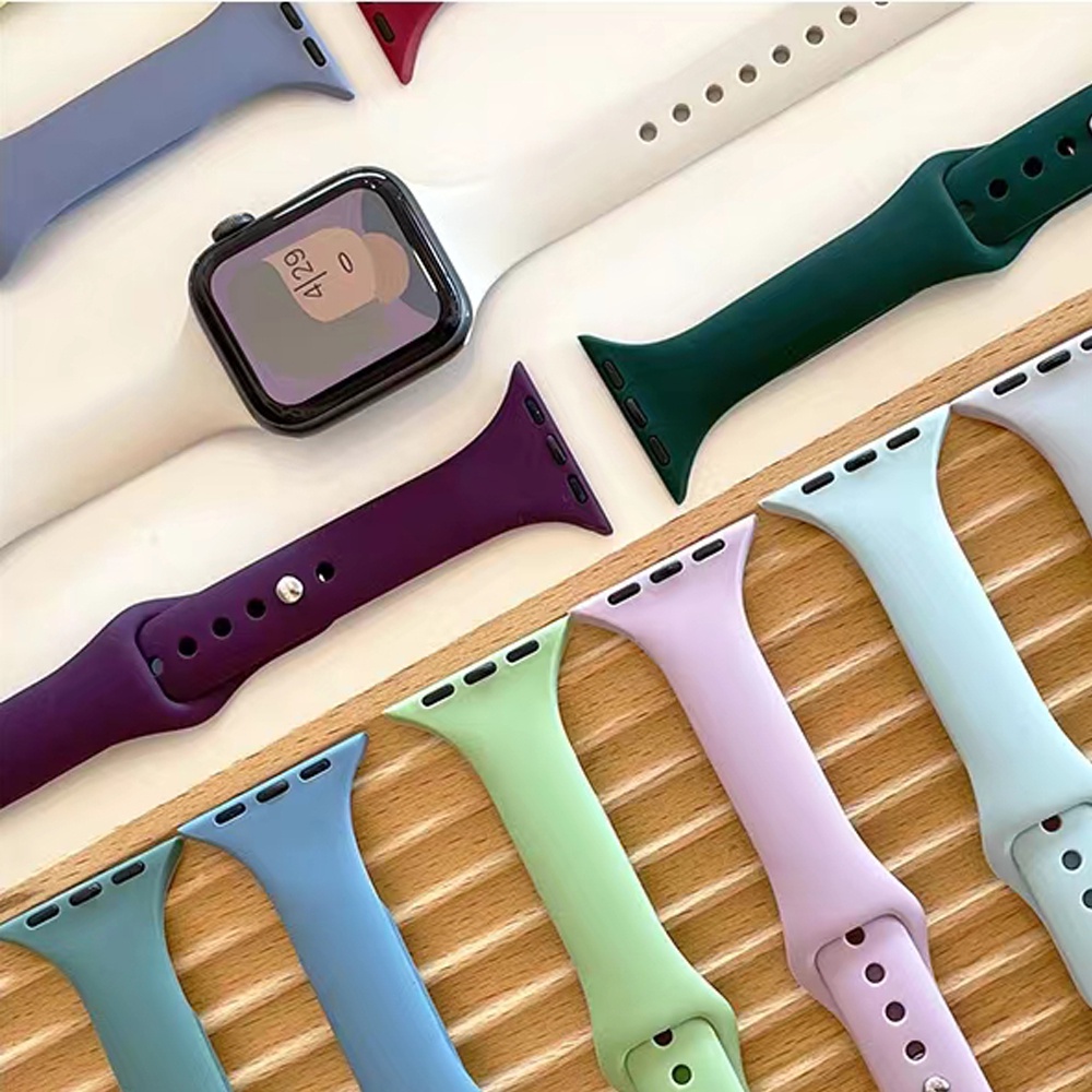 25 สีSlimming สายซิลิโคนสําหรับ Smart watch iwatch series Ultra 11 10 9 S8 7 6 5 SE 4 3 2 42/46/45/41/44 มม.40 มม.38 มม.สีลูกกวาดสีใหม่
