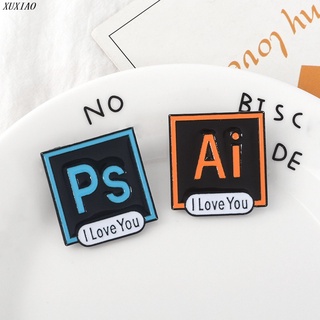 เข็มกลัดเคลือบ รูป Illustrator Photoshop Pins ไอคอน สําหรับติดกระเป๋าเป้สะพายหลัง