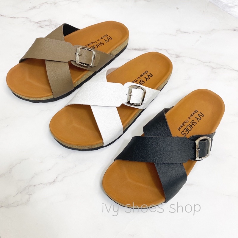 พร้อมส่ง⚡️รองเท้าแตะ IVY SHOES รองเท้าวินเทจ รุ่นสวมไขว้ พื้นนุ่ม ใส่สบาย มี 3สี