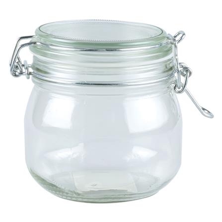 FREE HOME ขวดโหลแก้วกลมฝาสปริง 0.6ลิตร สีใส ขวดโหล โหลใส่เครื่องปรุง