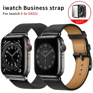 HERMES (พร้อมส่ง) สายนาฬิกาข้อมือหนัง พร้อมเคส สําหรับ Watch Series 7 6 5 4 3 2 1 Iwatch 5 4 Strap 41 มม. 45 มม. 38 มม. 40 มม. 42 มม. 44 มม.