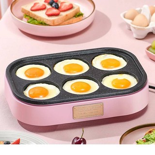 กระทะทอดไข่ดาวไฟฟ้า3 in1 กระทะทำแพนเค้ก เคลือบ NON-STICK 6หลุมHousehold Egg Burger Machine