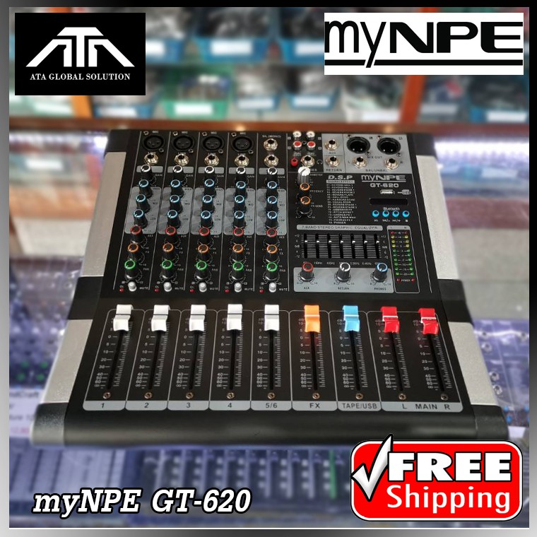 MYNPE GT-620 POWERMIX USB/BT เพาเวอร์มิก มิกซ์ มิกเซอร์ เครื่องเสียง ตัวปรับแต่งเสียง POWERMIX GT-620
