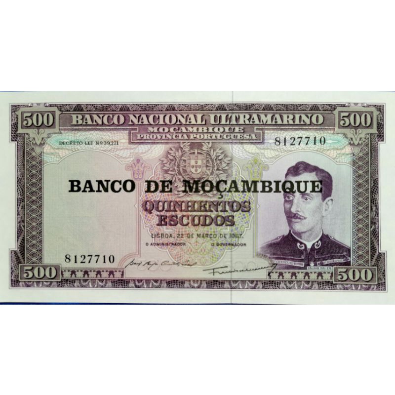แบงก์​สะสม​ โมแซม​บิก​ Mozambique, 500 Escudo​s, B231T, (ยุค​ Portugal), ไม่​ผ่าน​ใช้​ UNC