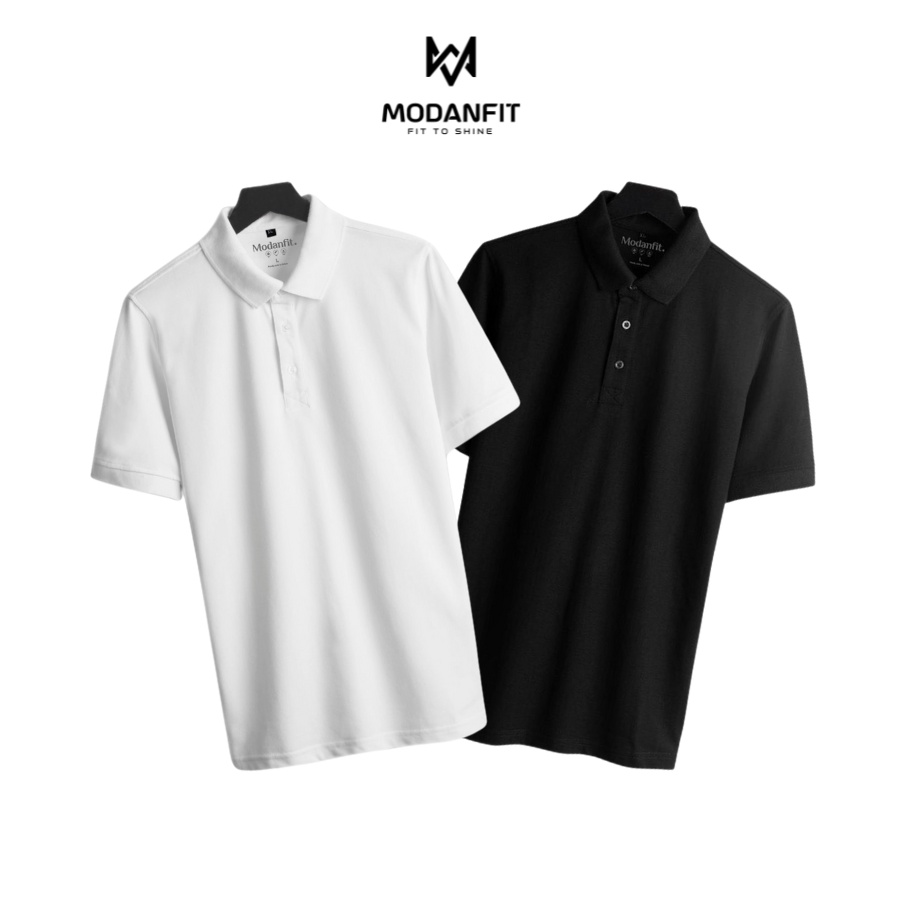 MODANFIT Basic เสื้อยืด POLO คอปกเปิดลงสํานักงานธรรมดาทําจากผ้าฝ้าย 100% คุณภาพสูงเรียบง่ายและจับง่า