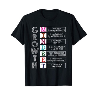 [S-5XL] เสื้อยืดลําลอง แขนสั้น พิมพ์ลาย Growth Mindset สีดํา แฟชั่นสําหรับผู้ชาย และผู้หญิง ส่งฟรี