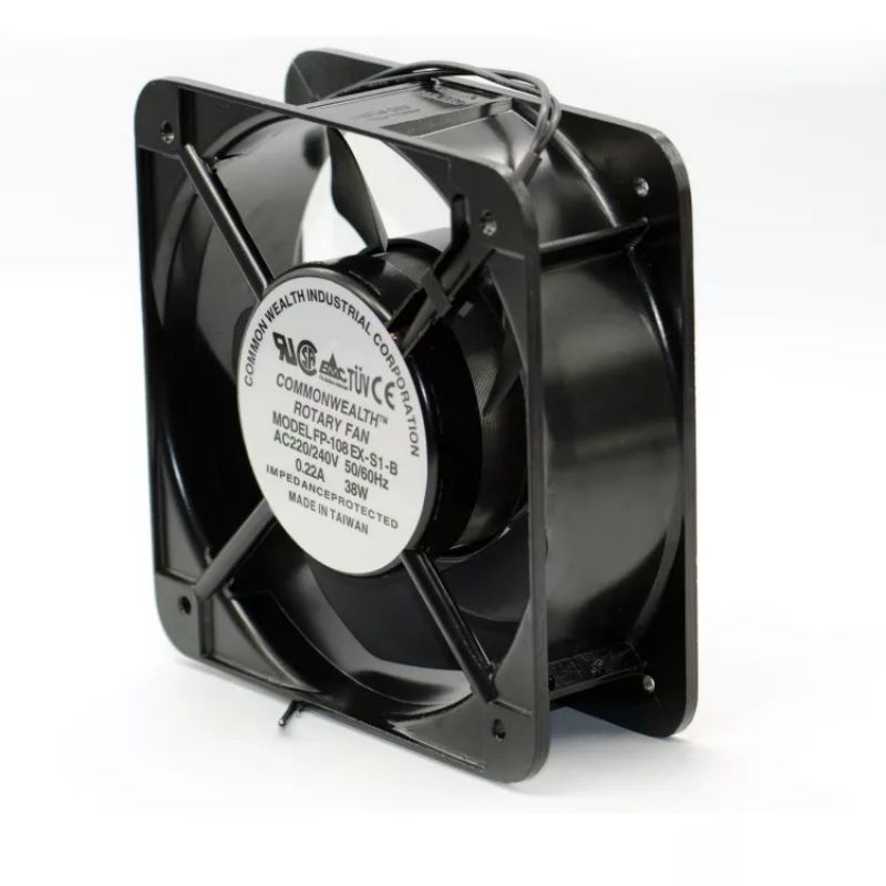 พัดลม 6นิ้ว COMMONWEALTH-ROTARY FANMODEL FP-108EX-S1-BAC220/ 240V 50/60Hz0.22A 38WIMPEDANCE PROTECTED ขนาด150×150×50mm