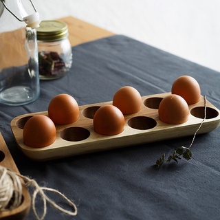 ห้องครัวคอนเทนเนอร์ Acacia ไม้สองแถวกล่องเก็บไข่ในครัวเรือนตู้เย็นชั้นวางไข่อุปกรณ์เสริมคอนเทนเนอร์ห้องครัว