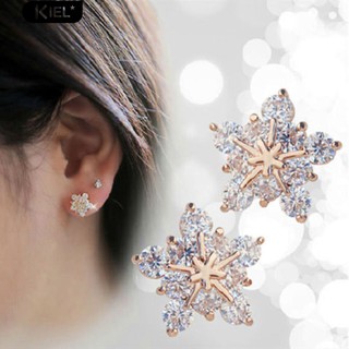 Kiel 1Pair Fashion Rhinestone เงางามหูสตั๊ดเกล็ดหิมะของขวัญเครื่องประดับ