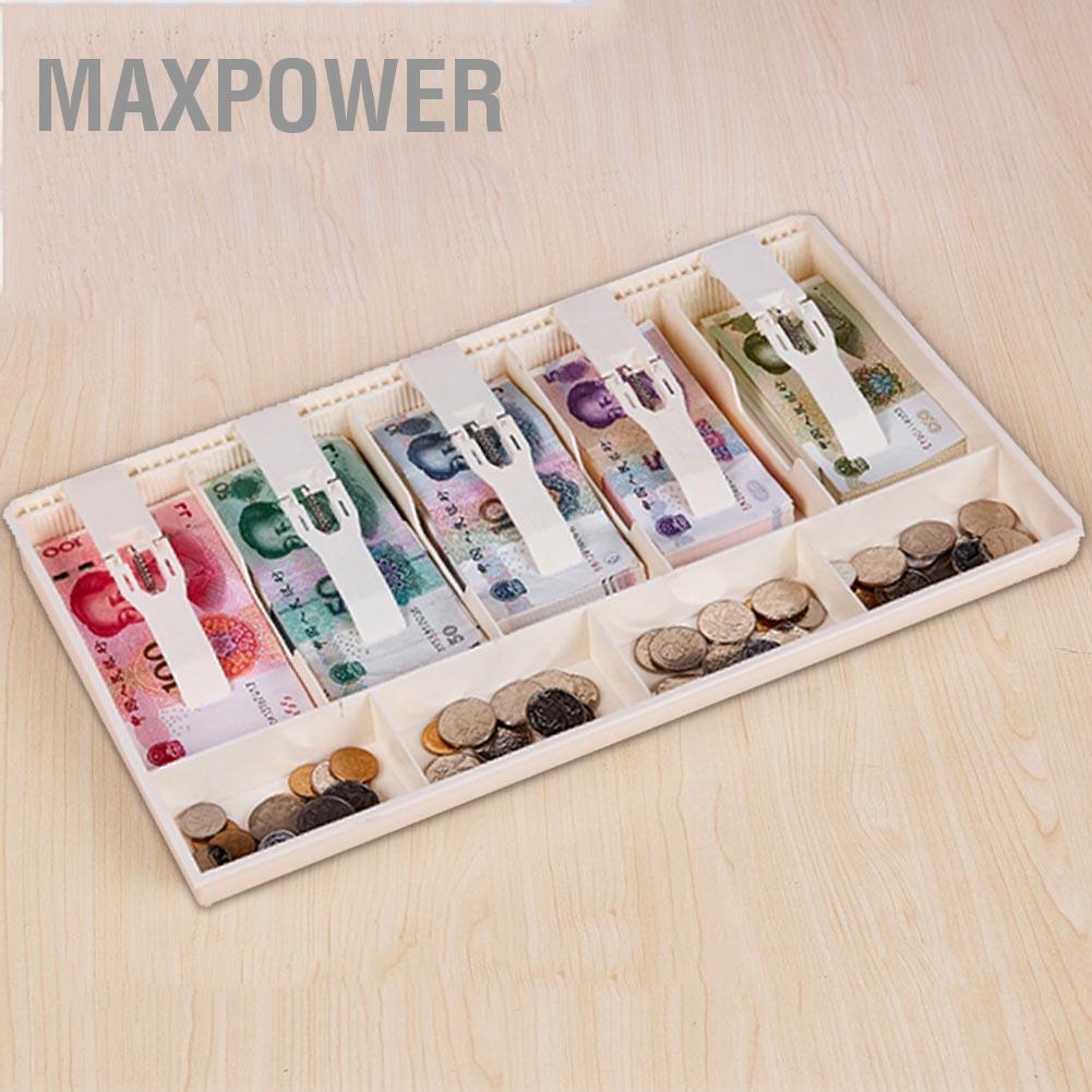 Maxpower กล่องลิ้นชักเก็บเงินสด เหรียญ แคชเชียร์ ห้าช่อง ปลอดภัย