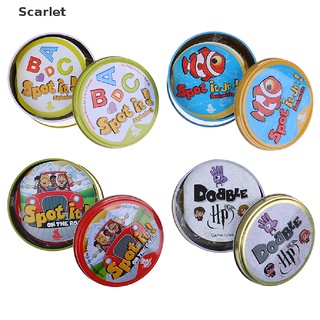 ของเล่นการ์ดเกม Scarlet Dobble Spot It 55 กล่องเหล็ก เกมกระดานสะโพก