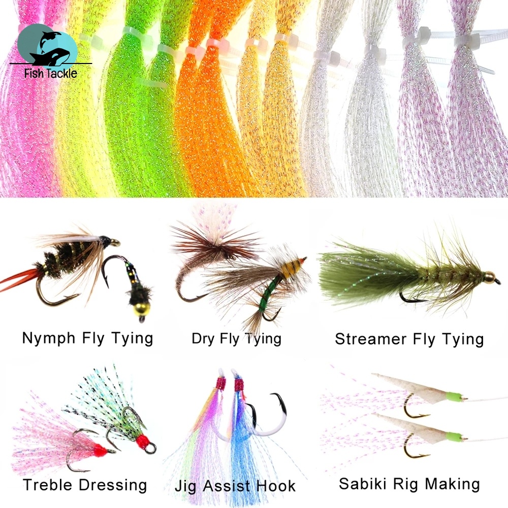 Flasher Fly Tying Assist Hook, Metallic Flasher String Lure เหยื ่ อ , Crystalline Flasher Strings