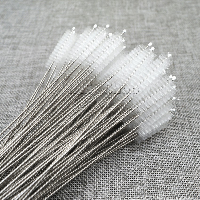 แปรงล้างหลอดดูด จุกนม ขนไนล่อน ไม่ทำให้เป็นรอย  Stainless steel soft straw straw brush - รูปที่ 5