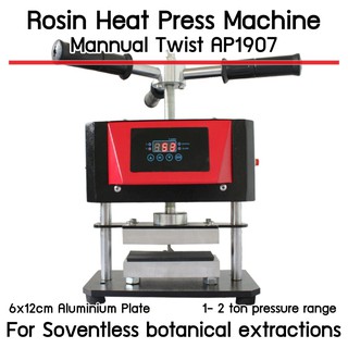 ส่งฟรี! Twist Manual Rosin Press Machine 6cm x 12cm Dual Heat Heating Plate, 1-2 ton Pressure range Heat Press Machine