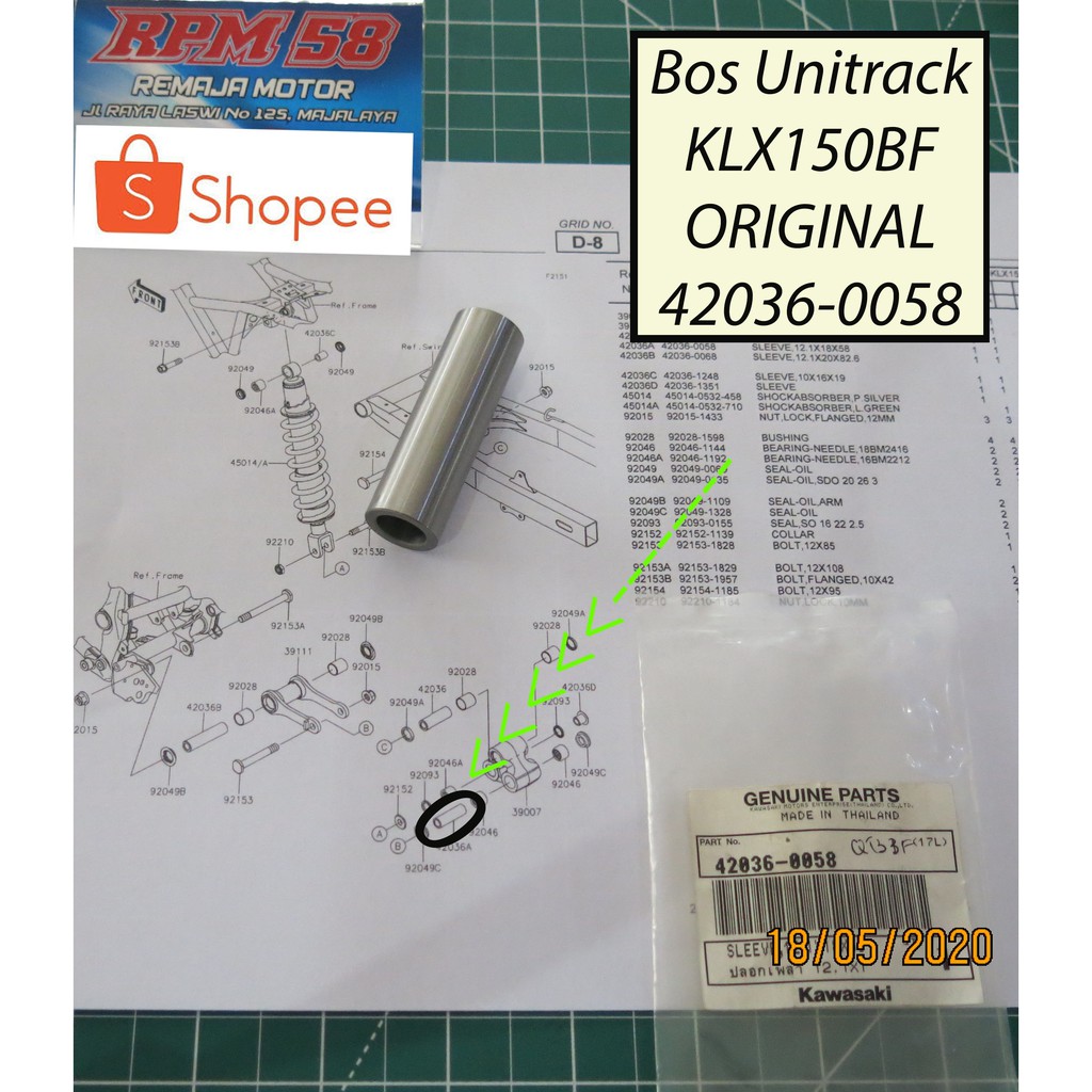 Boss laher unitrack klx 150 bf kawasaki original 42036-0827