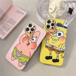 เคสซิลิโคน เคสไอโฟน iPhone 14 Pro Max iPhone 13 Pro Max iPhone 12 Pro Max iPhone 11 Pro Max X XR XS Max Creative Cartoon สพันจ์บ็อบ สแควร์กางเกง SpongeBob SqarePants แพทริค สตาร์ Patrick Star Silicone Case