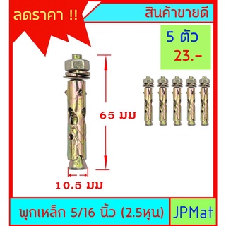 พุกเหล็ก ขนาด 5/16 นิ้ว (2.5หุน) ขายชุดละ 5 ตัว ต้องการขนาดอื่นกดดูในร้านเลยครับ