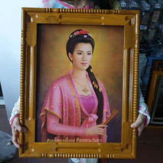 กรอบรูปกระจก ไม้สัก พระสุพรรณกัลยา ติดบ้าน ติดร้านค้า มอบเป็นของขวัญ ที่ระลึก ขึ้นบ้านใหม่