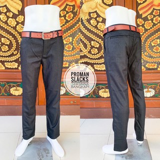 กางเกงสแล็ค PROMAN ขายาวทรงกระบอกเล็ก (Slim-fit) 🏁 ลายสก็อต ( 𝑺𝒄𝒐𝒕𝒕 ) สีเทา