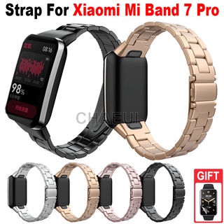 สายนาฬิกาข้อมือ สแตนเลส โลหะ สําหรับ Xiaomi Mi Band 7 Pro