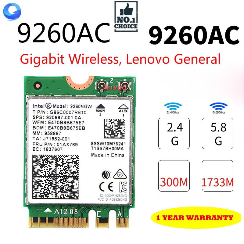 สําหรับ Intel Wireless-AC 9260NGW บลูทูธ NGFF Dual Band 802.11ac 1730M WiFi การ์ด