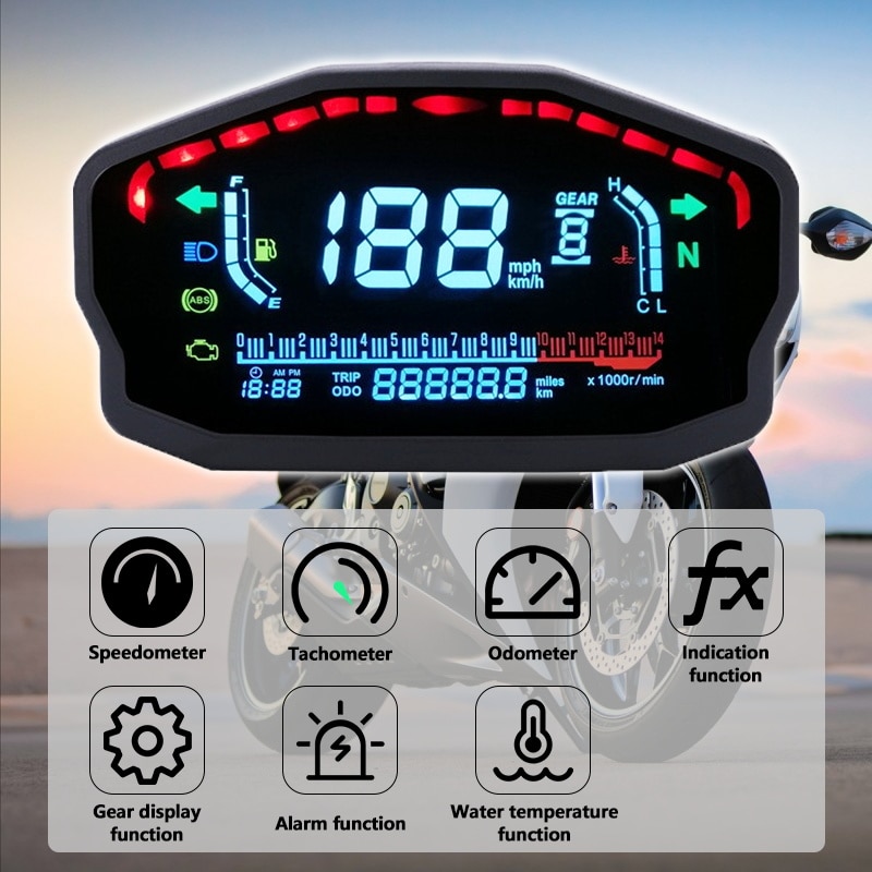 In Stockuniversal Motorcycle Led Lcd Speedometer Digital Backlight Waterproof Odometer