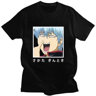 คอลูกเรือGintama เสื้อยืดแขนสั้นลําลอง ผ้าฝ้าย 100% พิมพ์ลายอนิเมะ Sakata Gintoki Kagura ทรงหลวม แนวคลาสสิก สําหรับคู่รั