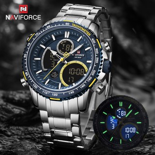 Naviforce 9182 ใหม่ นาฬิกาข้อมือควอตซ์แฟชั่น สายแสตนเลส หน้าปัดใหญ่ กันน้ํา คุณภาพสูง สําหรับบุรุษ