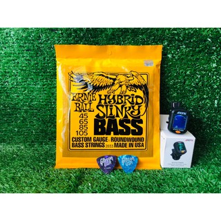 สายเบส4สาย ERNIEBALL และจูนเนอร์เครื่องตั้งสายกีต้าร์ AT-101แถมฟรีปิ๊ก2 อัน