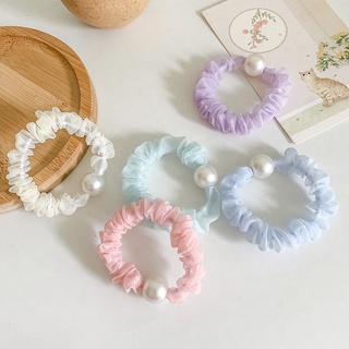 Organza ยางรัดผมสีลูกอมขนาดเล็กสําหรับผู้หญิง