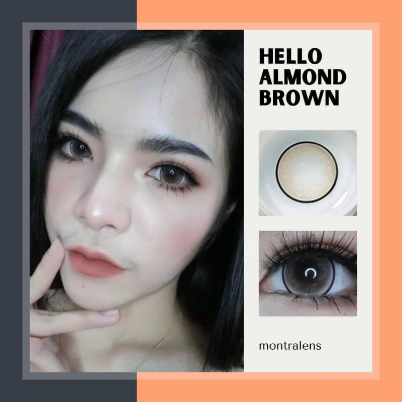 ⚡Montralens⚡Hello Almond Brown💥มนตราเลนส์💥คอนแทคเลนส์สายตา💥คอนแทคเลนส์ค่าอมน้ำสูง💥คอนแทคเลนส์กรองแสง