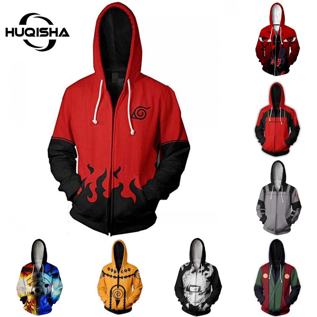 Men Naruto 7th Hokage Uzumaki Uchiha Itachi Zipper Hoodie เสื้อกันหนาวคอสเพลย์อะนิเมะสีแดงเสื้อลําลอ
