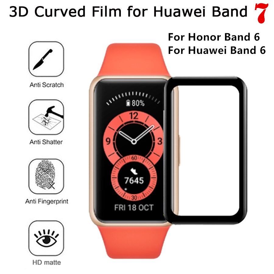 ฟิล์มกันรอยหน้าจอ 3D ขอบโค้ง สําหรับ Huawei Honor Band 6 Huawei Band 6 7