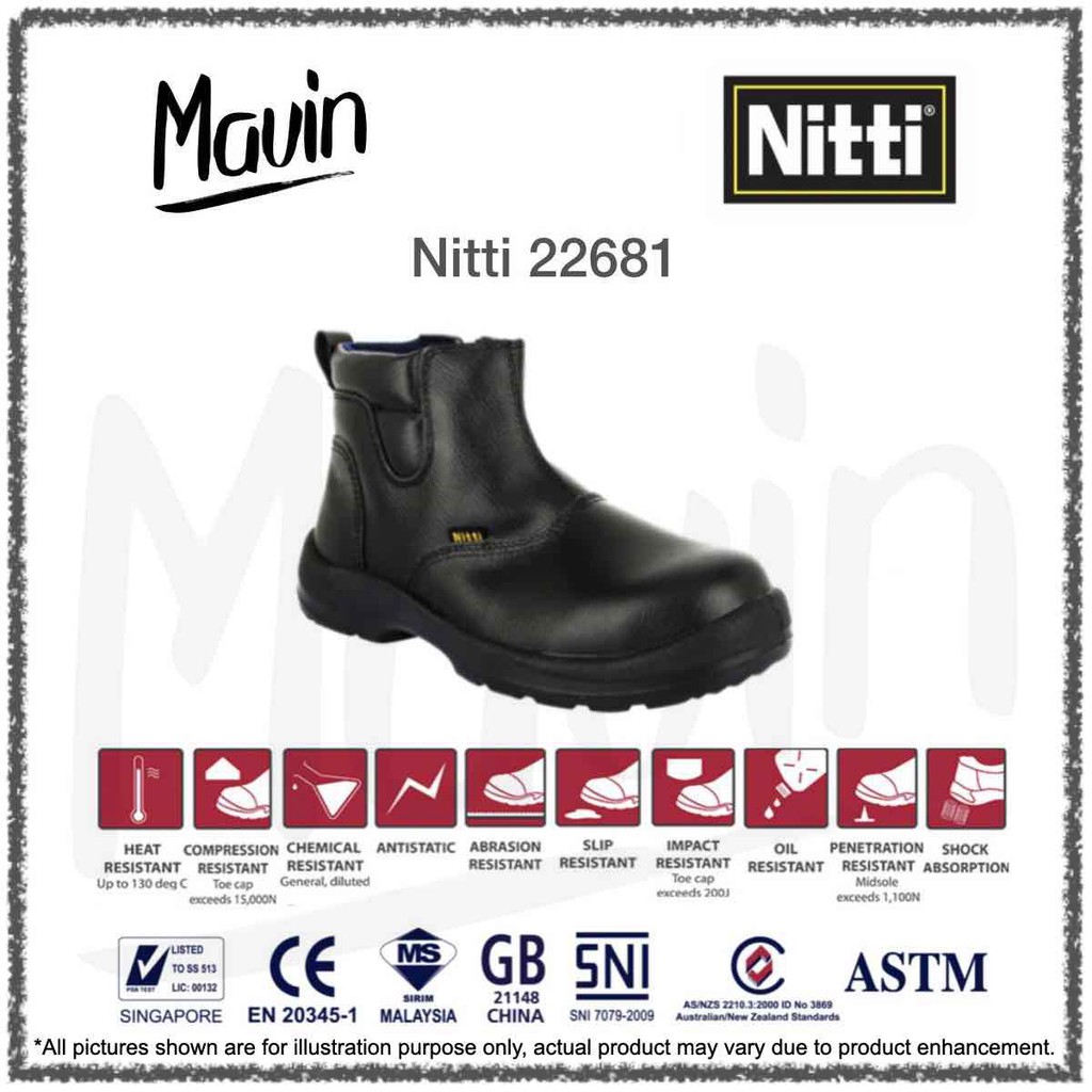 Nitti Mid Cut Zipper Safety Boots Work Shoes Shopee Thailand