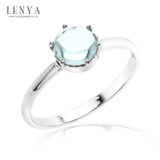 Lenya Jewelry แหวน ดีไซน์เรียบๆ กับพลอยสีฟ้า บลูโทปาซ(Blue Topaz) สว่างสดใส ตัวเรือนเงินแท้925 ชุปทองคำขาว