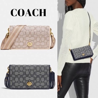 COACH C3824 FOLDOVER CROSSBODY CLUTCH IN SIGNATURE JACQUARD