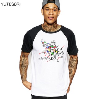 เสื้อยืดคอกลมสีขาวพิมพ์ลายคณิตศาสตร์สําหรับผู้ชาย rubik cube 01