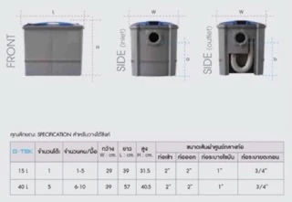 📢 ฟรี ท่อต่อ(Flex)+เข็มขัดรัด🔥ส่งเร็ว🔥 DOS ถังดักไขมัน G-TEK 15L D-Sure 15 L Gtek แบบเหลี่ยม ใต้ซิ้งค์ ดักไขมัน ใต้ดิน