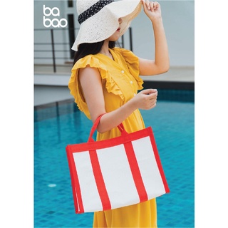 babaoกระเป๋าถุงผ้าพีพีสาน (PP Woven Fabric)ทรง Summer bao (Size L) ขนาด 40x16x30 CM.