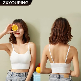 ZXYOUPING A45! ชุดชั้นในไร้รอยต่อ สปอร์ตบราตัวยาว แบบสวม สายคาดอก มีฟองน้ำ