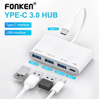 Fonken 4 in 1 อะแดปเตอร์ฮับ USB 2.0 3.0 Type C 4 พอร์ต ความเร็วสูง สําหรับแล็ปท็อป โน้ตบุ๊ก