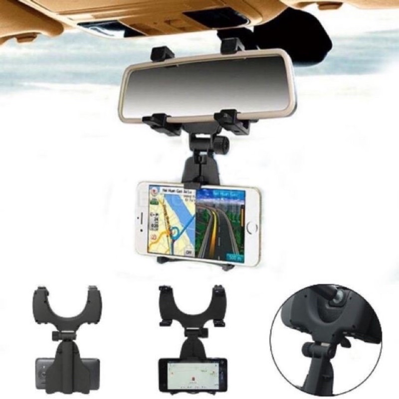 Universal รถกระจกมองหลัง Mount Holder หมุนปรับ Mobile Gadget iPhone Apple Android Samsung Oppo Vivo 