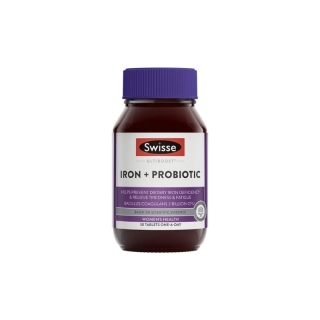 Swisse Ultiboost Iron + Probiotic 30 Tablets (EXP: 09 2023) ธาตุเหล็ก บำรุงเลือด ป้องกันโลหิตจาง เหน็บชา 30 เม็ด