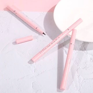 อายไลเนอร์ แบบหัวแปรง ติดทนทานอายไลเนอร์สีดำ แบบกันน้ำ สำหรับแต่งหน้าซองสีชมพูน่ารัก
