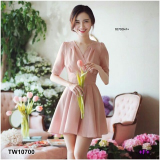 Dress เดรสชีฟองคอวีไขว้ แขนศอก