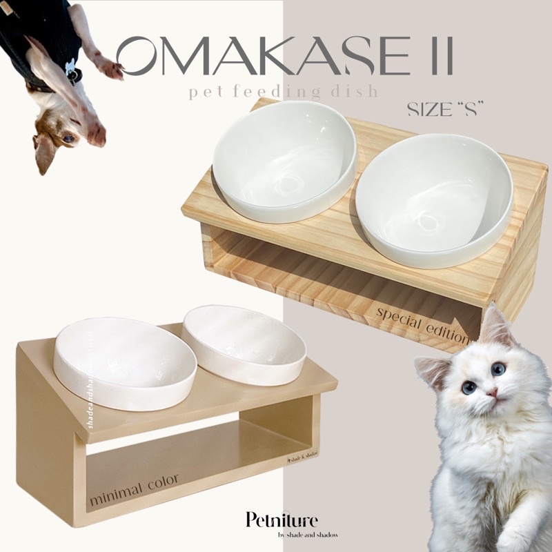 ชามอาหารแมว size S แบบ2ช่อง ชามข้าวแมว ชามเอียง #2sʟᴏᴛ Pet food bowl -dog-cat ชามอาหารหมา minimal